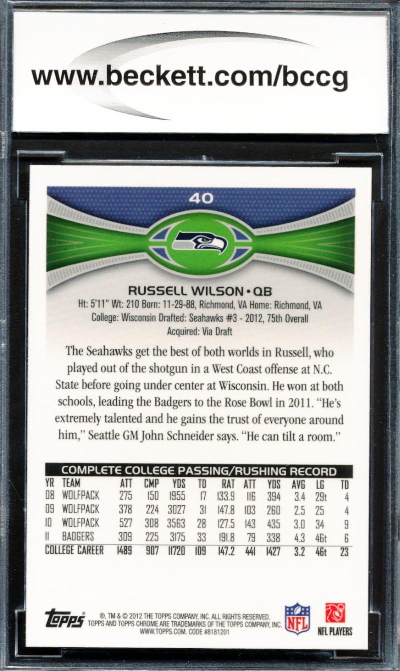 Russell Wilson 2012 Topps Chrome #40A (BCCG 9) at PristineAuction.com Russell Wilson 2012 Topps Chrome #40A (BCCG 9) at PristineAuction.com