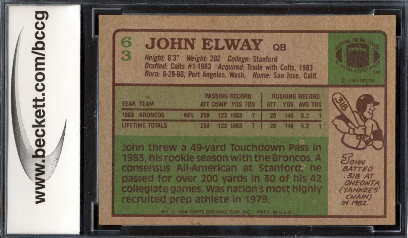 John Elway 1984 Topps #63 RC (BCCG 8) at PristineAuction.com John Elway 1984 Topps #63 RC (BCCG 8) at PristineAuction.com