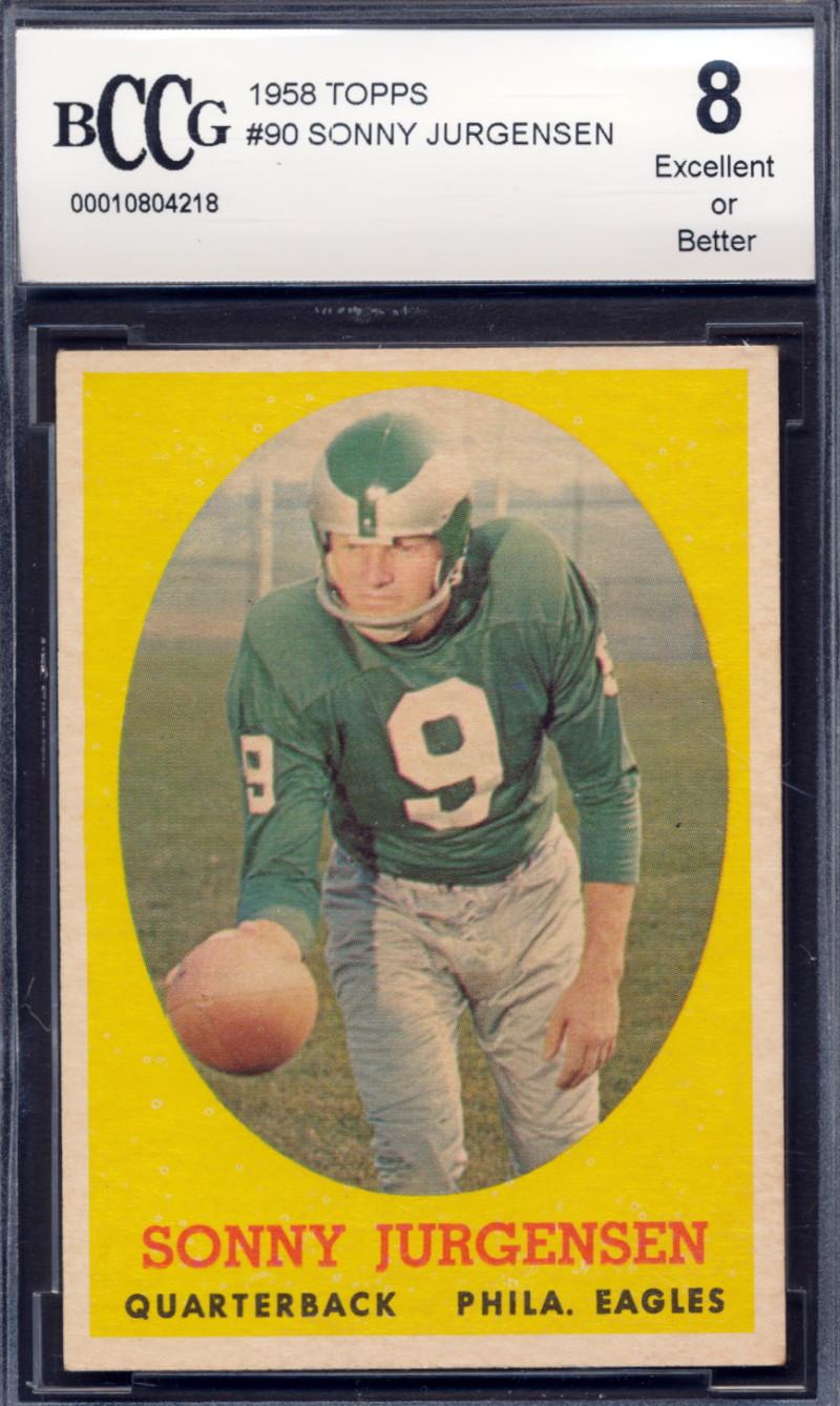 Sonny Jurgensen 1958 Topps #90 RC (BCCG 8) at PristineAuction.com Sonny Jurgensen 1958 Topps #90 RC (BCCG 8) at PristineAuction.com
