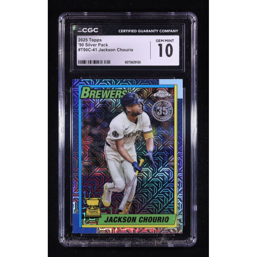 Jackson Chourio 2025 Topps '90 Topps Silver Pack Chrome #T90C41 (CGC 10) at PristineAuction.com