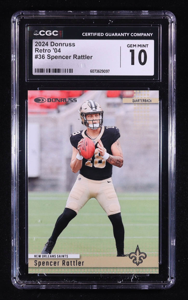 Spencer Rattler 2024 Donruss Retro '04 #36 RC (CGC 10) at PristineAuction.com Spencer Rattler 2024 Donruss Retro '04 #36 RC (CGC 10) at PristineAuction.com