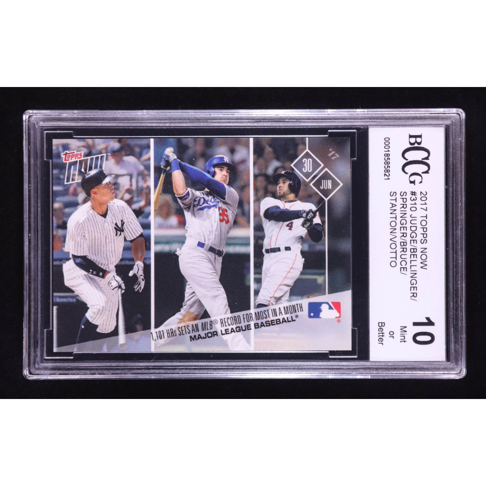 Aaron Judge RC / Cody Bellinger RC / George Springer / Jay Bruce / Giancarlo Stanton / Joey Votto 2017 Topps Now #310 MLB Record for Most HRs in a Month (BCCG 10) at PristineAuction.com