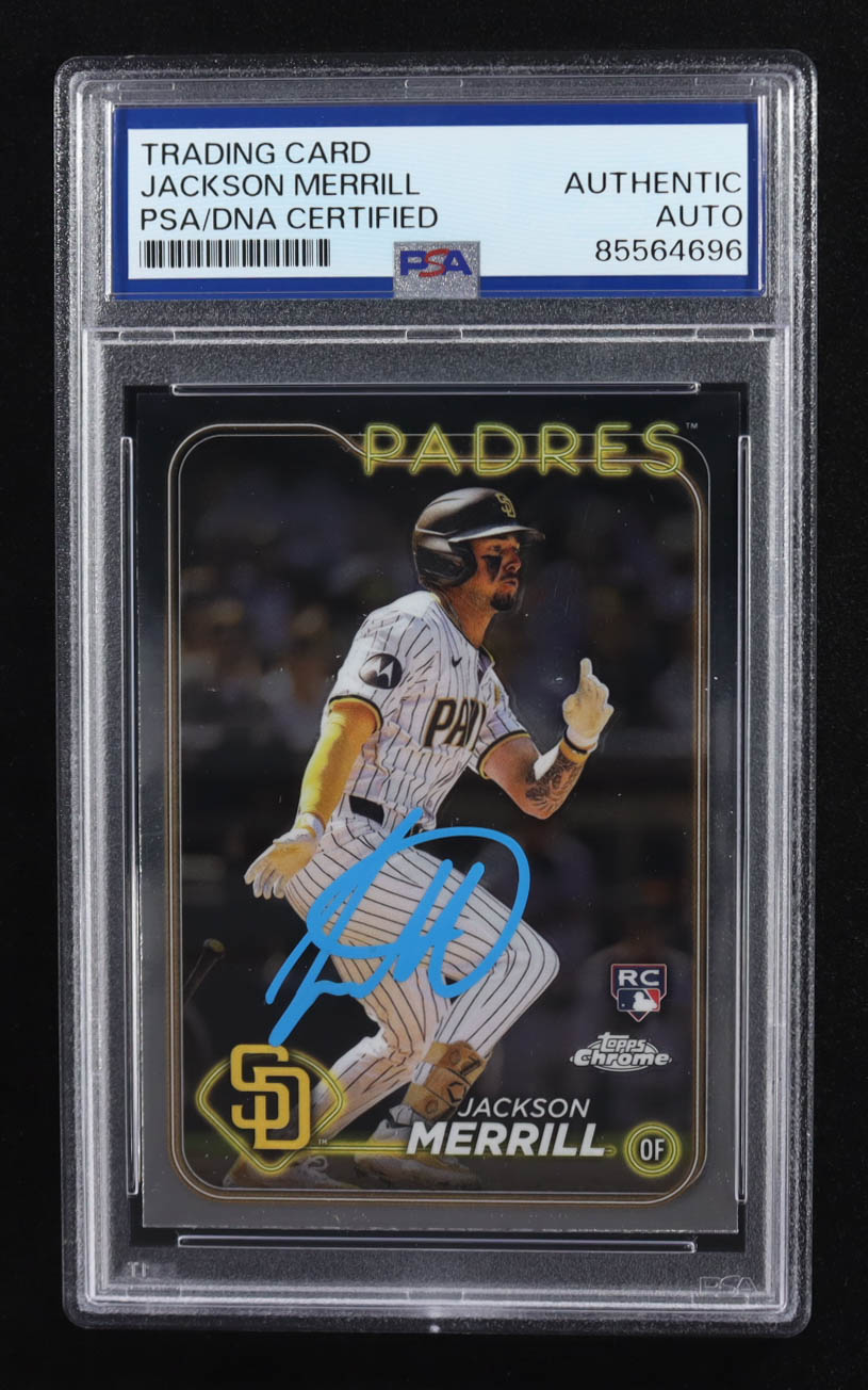 Jackson Merrill Signed 2024 Topps Chrome #207 RC (PSA) at PristineAuction.com Jackson Merrill Signed 2024 Topps Chrome #207 RC (PSA) at PristineAuction.com