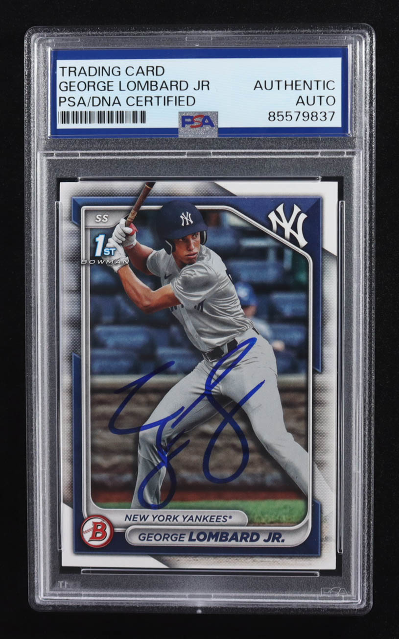 George Lombardo Jr. Signed 2024 Topps Bowman 1st #BP-79 RC (PSA) at PristineAuction.com George Lombardo Jr. Signed 2024 Topps Bowman 1st #BP-79 RC (PSA) at PristineAuction.com