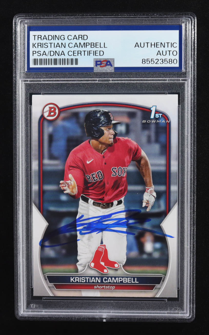 Kristian Campbell Signed 2023 Topps Bowman 1st #BD-125 RC (PSA) at PristineAuction.com Kristian Campbell Signed 2023 Topps Bowman 1st #BD-125 RC (PSA) at PristineAuction.com