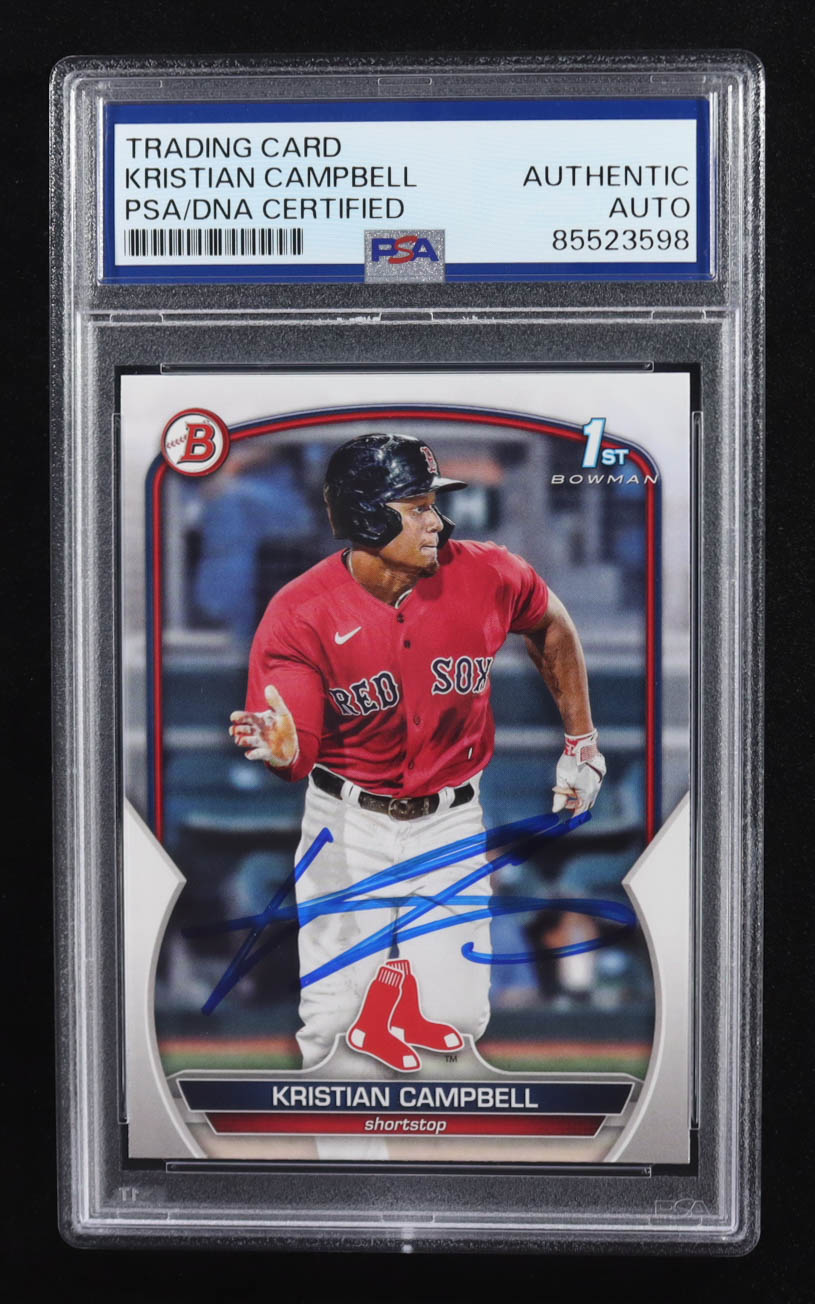 Kristian Campbell Signed 2023 Topps Bowman 1st #BD-125 RC (PSA) at PristineAuction.com Kristian Campbell Signed 2023 Topps Bowman 1st #BD-125 RC (PSA) at PristineAuction.com