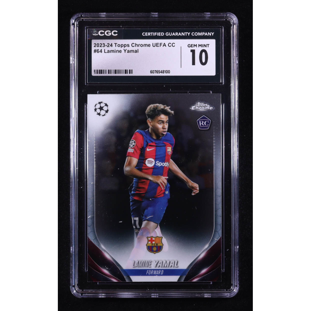 Lamine Yamal 2023-24 Topps Chrome UEFA Club Competitions #64 RC (CGC 10) at PristineAuction.com