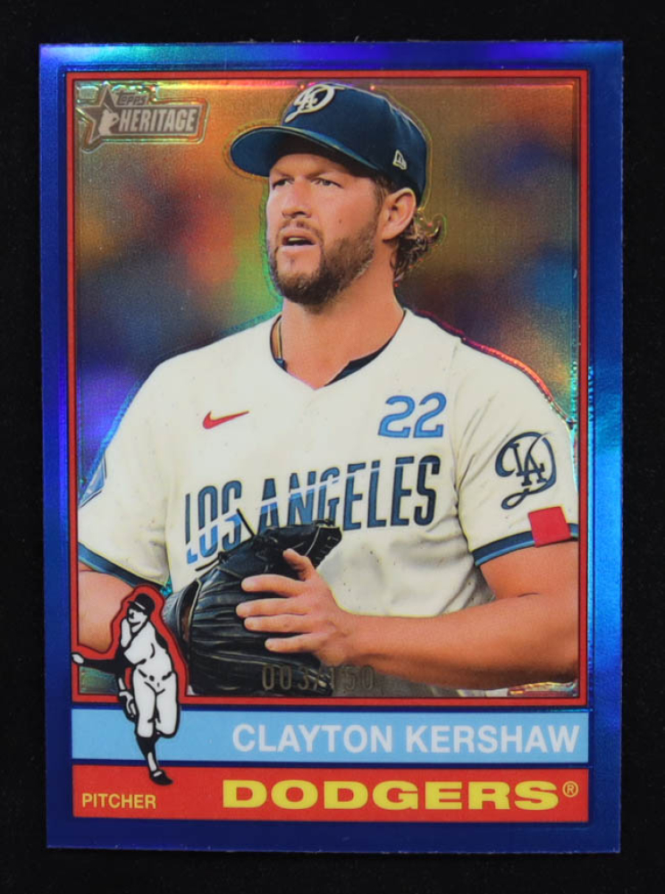 Clayton Kershaw 2025 Topps Heritage Chrome Blue Refractors #64 #003/150