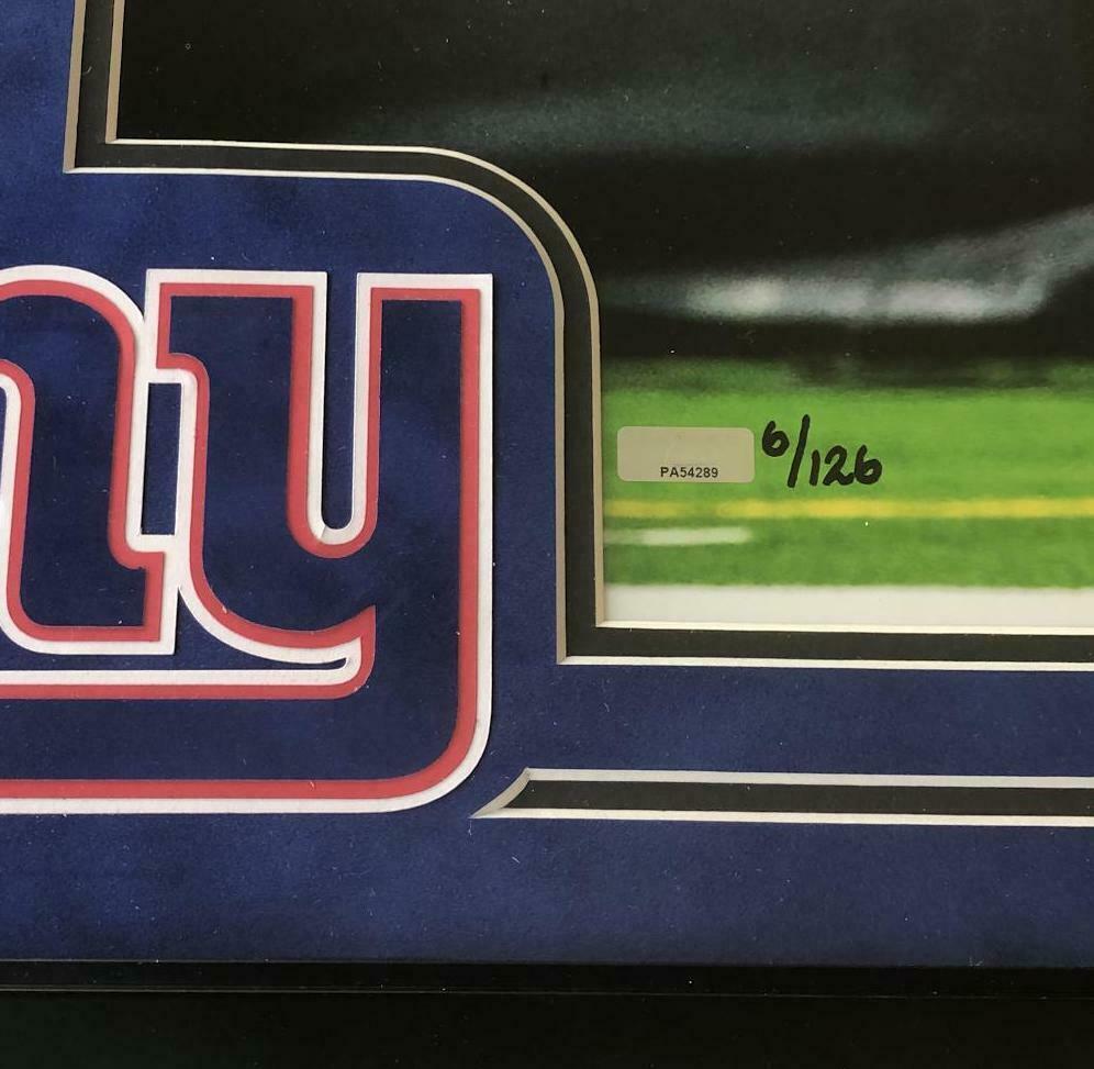 Saquon Barkley Signed Giants LE Custom Framed Photo (Panini) at PristineAuction.com Saquon Barkley Signed Giants LE Custom Framed Photo (Panini) at PristineAuction.com