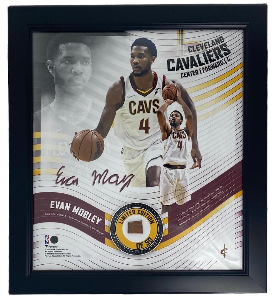 Evan Mobley LE Cavaliers Custom Framed Game-Used Basketball Piece Collage (Fanatics) at PristineAuction.com Evan Mobley LE Cavaliers Custom Framed Game-Used Basketball Piece Collage (Fanatics) at PristineAuction.com