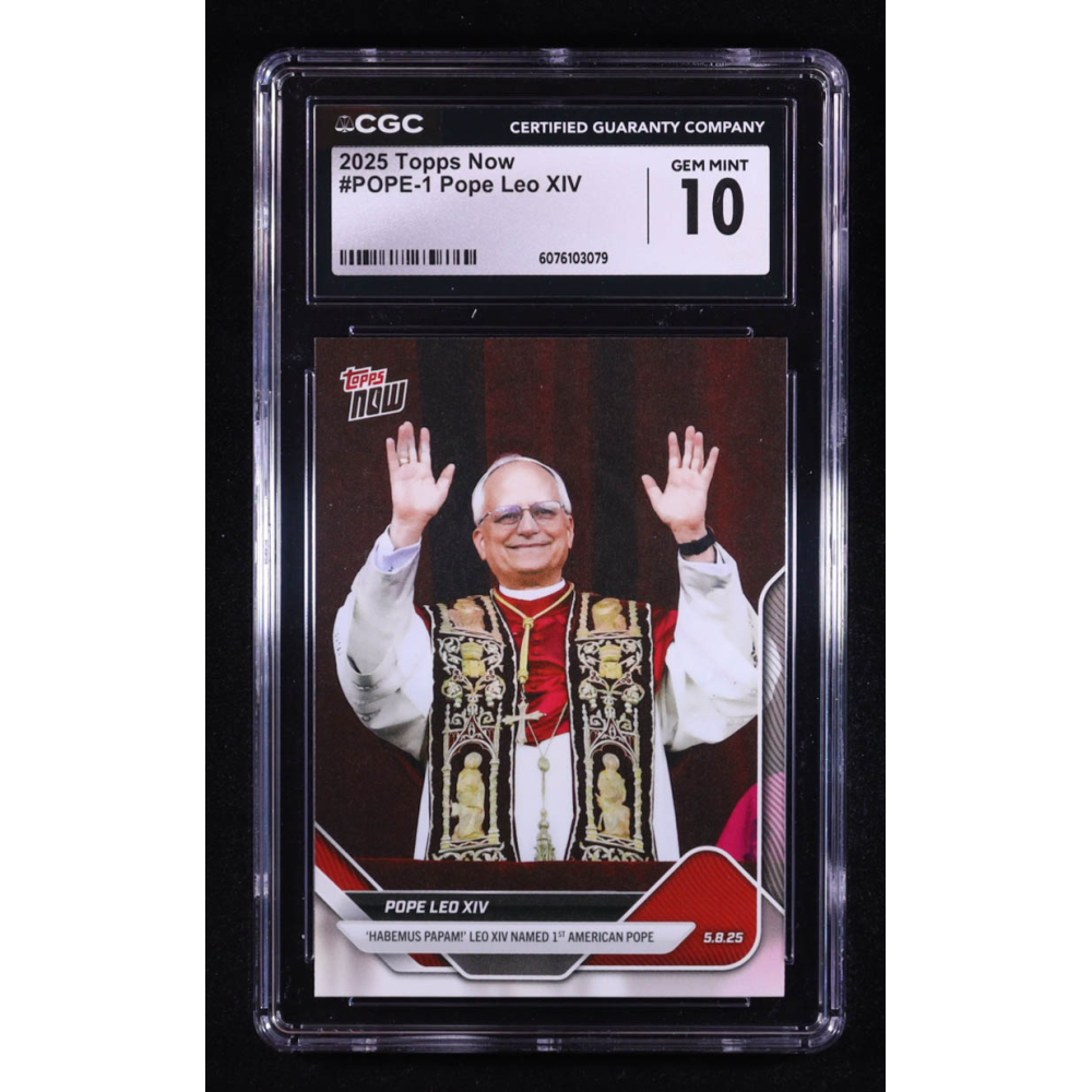 Pope Leo XIV 2025 Topps Now #POPE1 (CGC 10) at PristineAuction.com Pope Leo XIV 2025 Topps Now #POPE1 (CGC 10) at PristineAuction.com