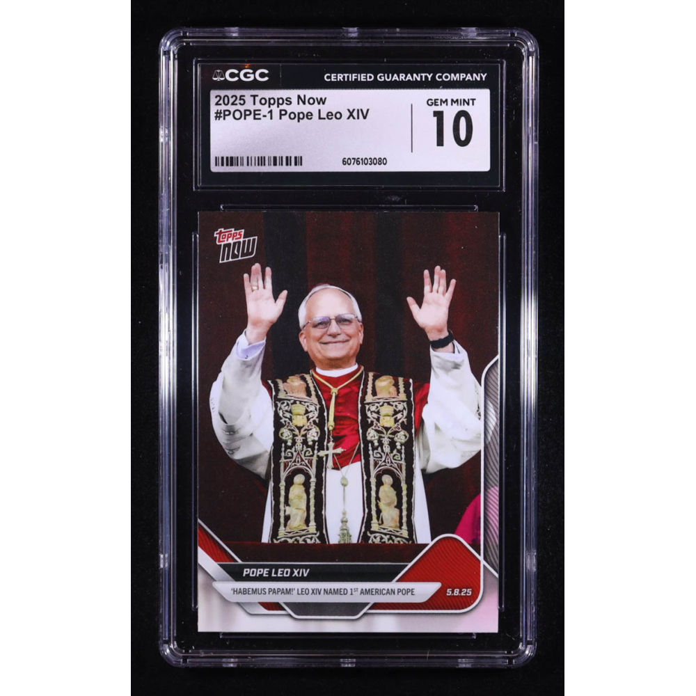 Pope Leo XIV 2025 Topps Now #POPE1 (CGC 10) at PristineAuction.com Pope Leo XIV 2025 Topps Now #POPE1 (CGC 10) at PristineAuction.com