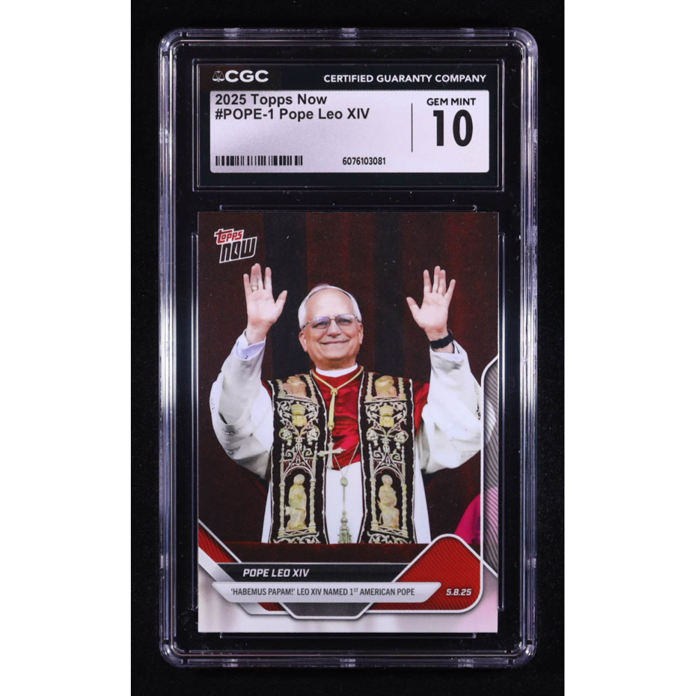 Pope Leo XIV 2025 Topps Now #POPE1 (CGC 10) at PristineAuction.com Pope Leo XIV 2025 Topps Now #POPE1 (CGC 10) at PristineAuction.com