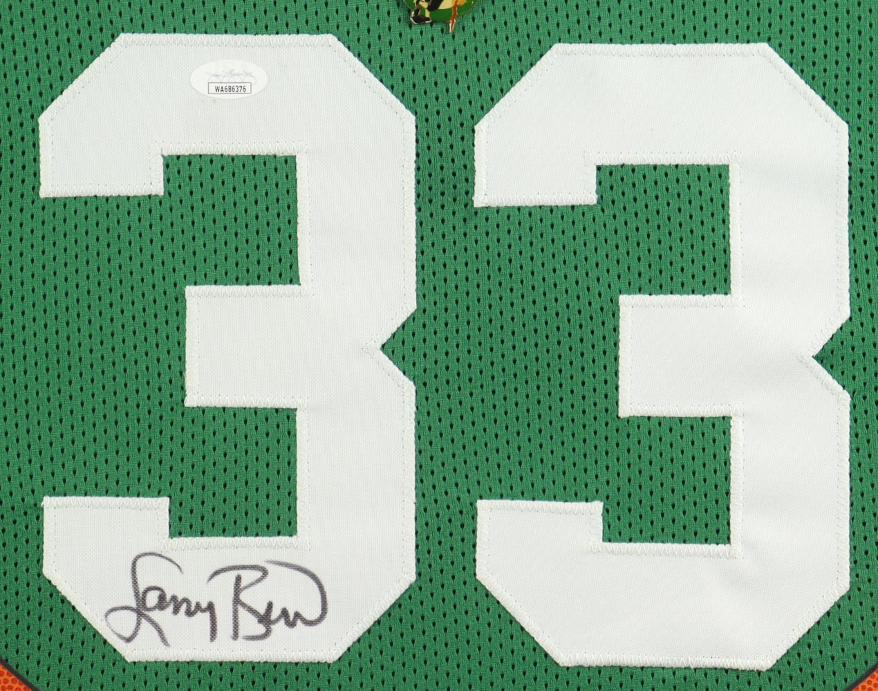 Larry Bird Signed Custom Framed Jersey Display with Celtics Logo Pin (JSA) at PristineAuction.com Larry Bird Signed Custom Framed Jersey Display with Celtics Logo Pin (JSA) at PristineAuction.com