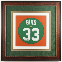Larry Bird Signed Custom Framed Jersey Display with Celtics Logo Pin (JSA) at PristineAuction.com