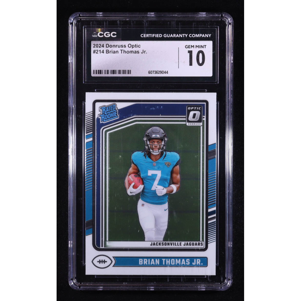 Brian Thomas Jr. 2024 Donruss Optic #214 RR RC (CGC 10) at PristineAuction.com Brian Thomas Jr. 2024 Donruss Optic #214 RR RC (CGC 10) at PristineAuction.com