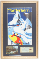 Disneyland "Matterhorn Bobsleds" Fantasyland Custom Framed Poster Print Display with 1970 Disneyland Ticket Book & Souvenir Postcard at PristineAuction.com