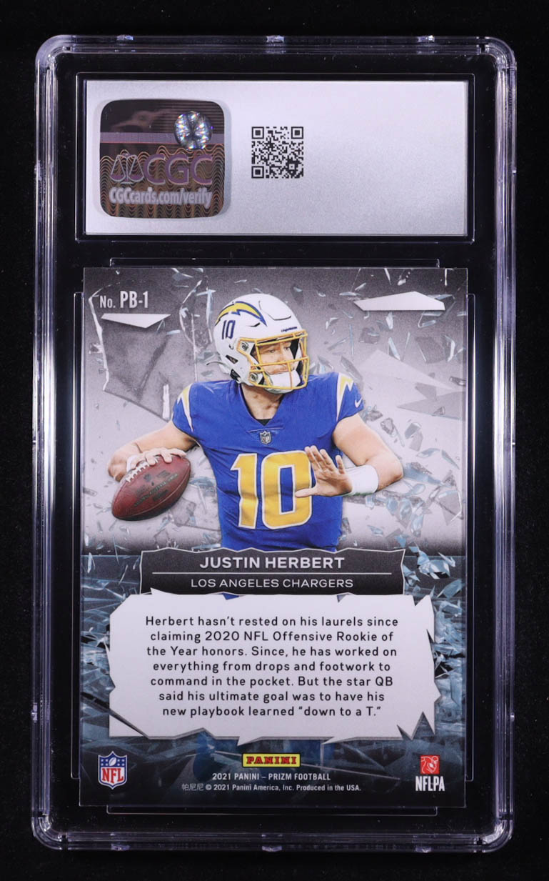Justin Herbert 2021 Panini Prizm Prizm Break #1 (CGC 10) at PristineAuction.com Justin Herbert 2021 Panini Prizm Prizm Break #1 (CGC 10) at PristineAuction.com