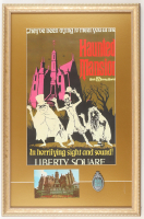 Disney World "Haunted Mansion" Custom Framed Poster Print Display with Official Pewter Ride Emblem & Souvenir Postcard at PristineAuction.com