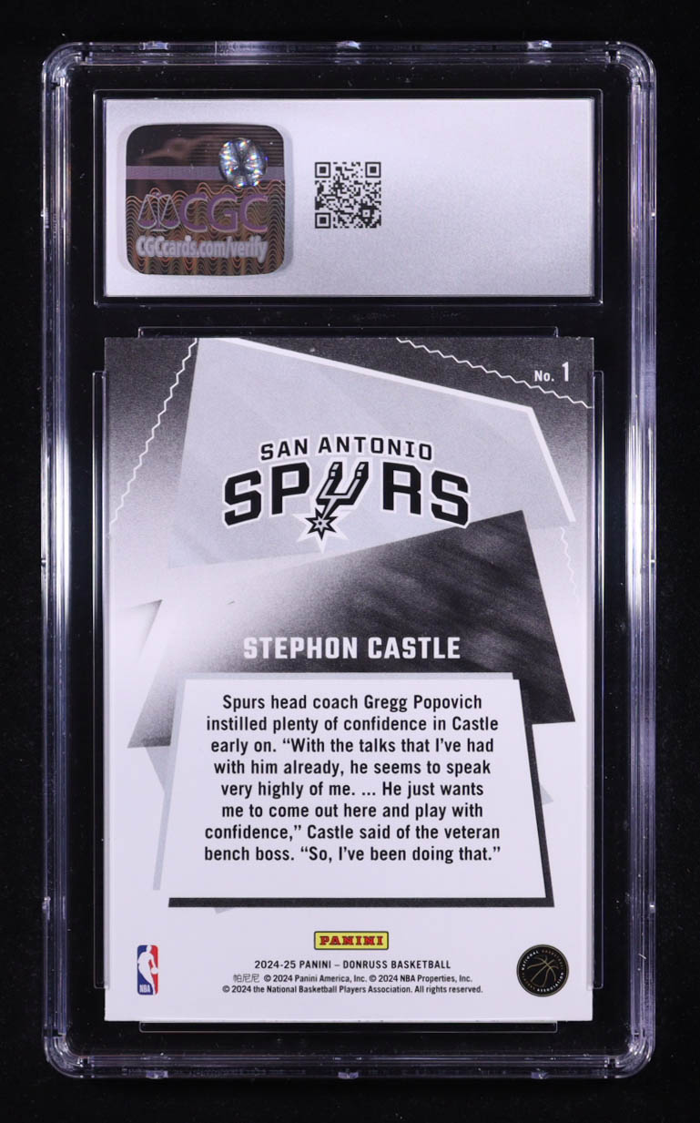 Stephon Castle 2024-25 Donruss Great X-Pectations #1 RC (CGC 10) at PristineAuction.com Stephon Castle 2024-25 Donruss Great X-Pectations #1 RC (CGC 10) at PristineAuction.com