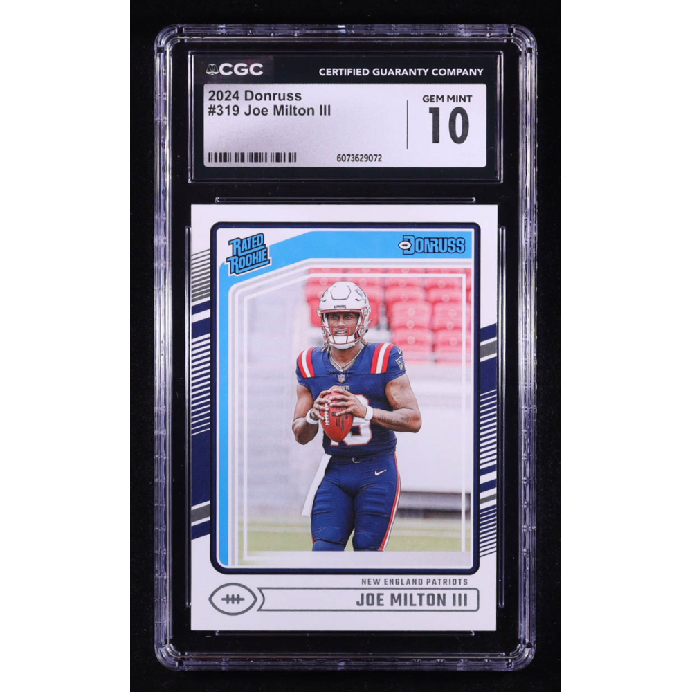Joe Milton III 2024 Donruss #319 RR RC (CGC 10) at PristineAuction.com Joe Milton III 2024 Donruss #319 RR RC (CGC 10) at PristineAuction.com