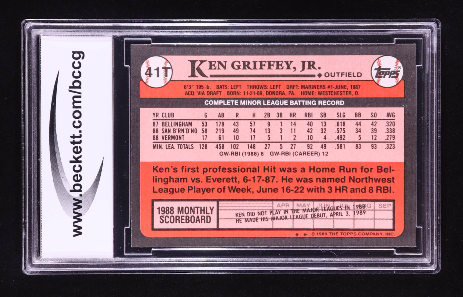 Ken Griffey Jr. 1989 Topps Traded #41T RC (BCCG 10) at PristineAuction.com Ken Griffey Jr. 1989 Topps Traded #41T RC (BCCG 10) at PristineAuction.com