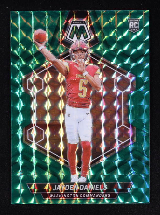 Jayden Daniels 2024 Panini Mosaic Mosaic Green #302 RC at PristineAuction.com Jayden Daniels 2024 Panini Mosaic Mosaic Green #302 RC at PristineAuction.com