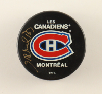 Henri Richard Signed Canadiens Logo Hockey Puck (PSA) at PristineAuction.com