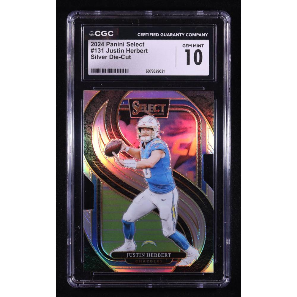 Justin Herbert 2024 Select Prizm Silver Die Cut #131 (CGC 10) at PristineAuction.com