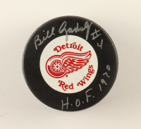 Bill Gadsby Signed Red Wings Logo Hockey Puck Inscribed "HOF 1970" (PSA) at PristineAuction.com