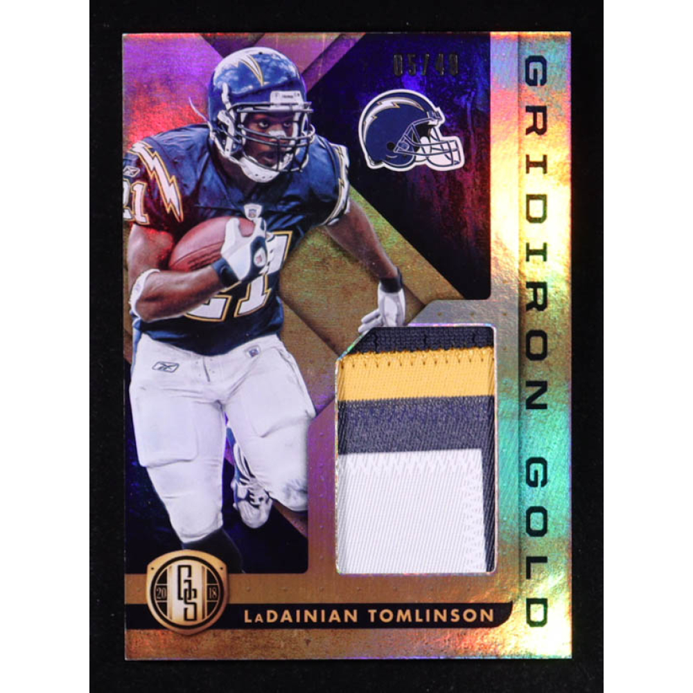 LaDainian Tomlinson 2018 Panini Gold Standard Gridiron Gold Materials Prime #24 #05/49 at PristineAuction.com