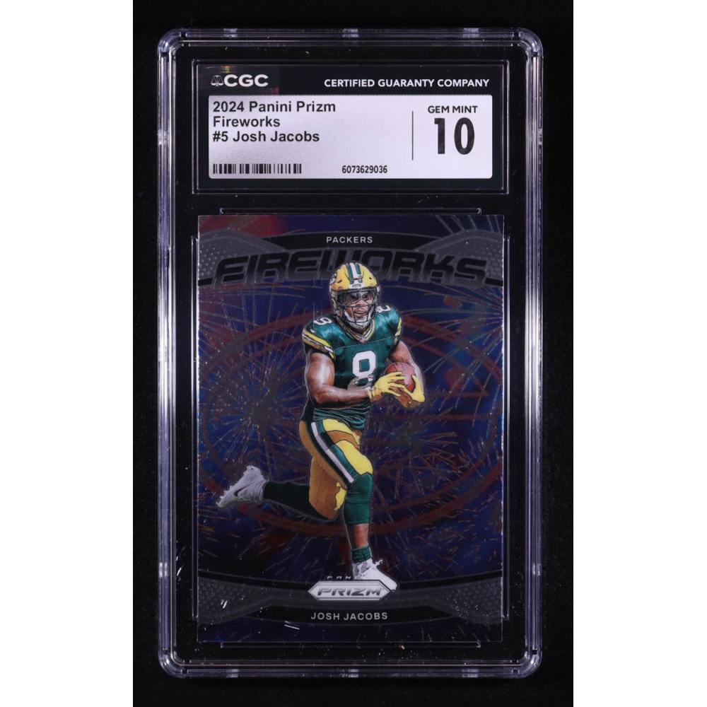 Josh Jacobs 2024 Panini Prizm Fireworks #5 (CGC 10) at PristineAuction.com