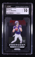 JJ McCarthy 2024 Panini Prizm Emergent #19 RC (CGC 10) at PristineAuction.com