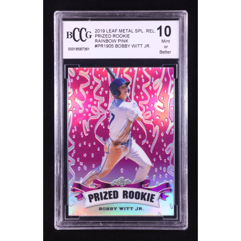 Bobby Witt Jr. 2019 Leaf Metal Special Release Prized Rookie Rainbow Pink #PR1905 #/10 RC (BCCG 10) at PristineAuction.com