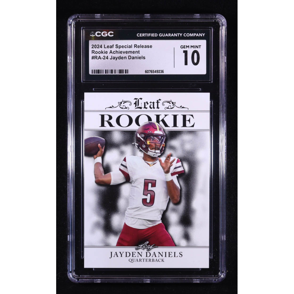 Jayden Daniels 2024 Leaf Special Release Rookie Achievement #RA24 RC (CGC 10) at PristineAuction.com Jayden Daniels 2024 Leaf Special Release Rookie Achievement #RA24 RC (CGC 10) at PristineAuction.com