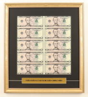 Uncut Sheet of (10) $5 Five Dollar United States Bank Notes Custom Framed Display at PristineAuction.com
