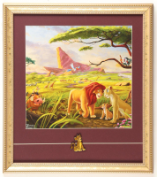 Thomas Kinkade "The Lion King Simba & Nala" Custom Framed Print Display with Sparkle Simba Pin at PristineAuction.com