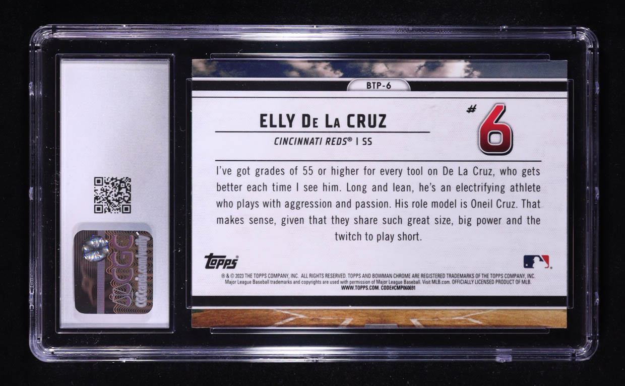 Elly De La Cruz 2023 Bowman Chrome Scouts Top 100 #BTP6 RC (CGC 10) at PristineAuction.com Elly De La Cruz 2023 Bowman Chrome Scouts Top 100 #BTP6 RC (CGC 10) at PristineAuction.com