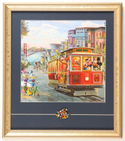 Thomas Kinkade "Mickey & Friends in San Fransisco" Custom Framed Print Display with Retired Vintage Multi Character Pin at PristineAuction.com