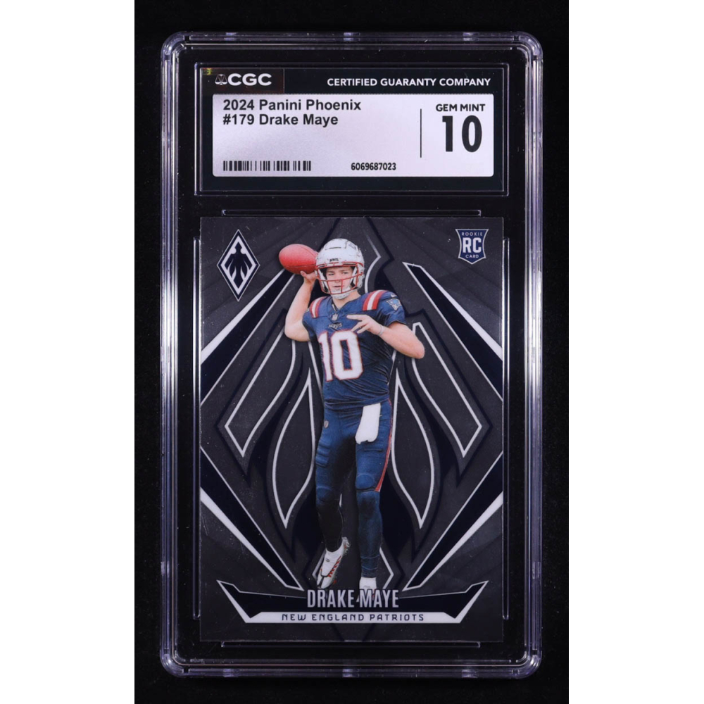 Drake Maye 2024 Panini Phoenix #179 RC (CGC 10) at PristineAuction.com Drake Maye 2024 Panini Phoenix #179 RC (CGC 10) at PristineAuction.com