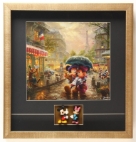 Thomas Kinkade Walt Disney's "Mickey & Minnie Mouse in Paris" Custom Framed Print Display With (2) Mickey & Minnie Figurines at PristineAuction.com