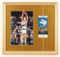 Magic Johnson & Larry Bird Signed 1986 All-Star Game Ticket Custom Framed Display (PSA) at PristineAuction.com