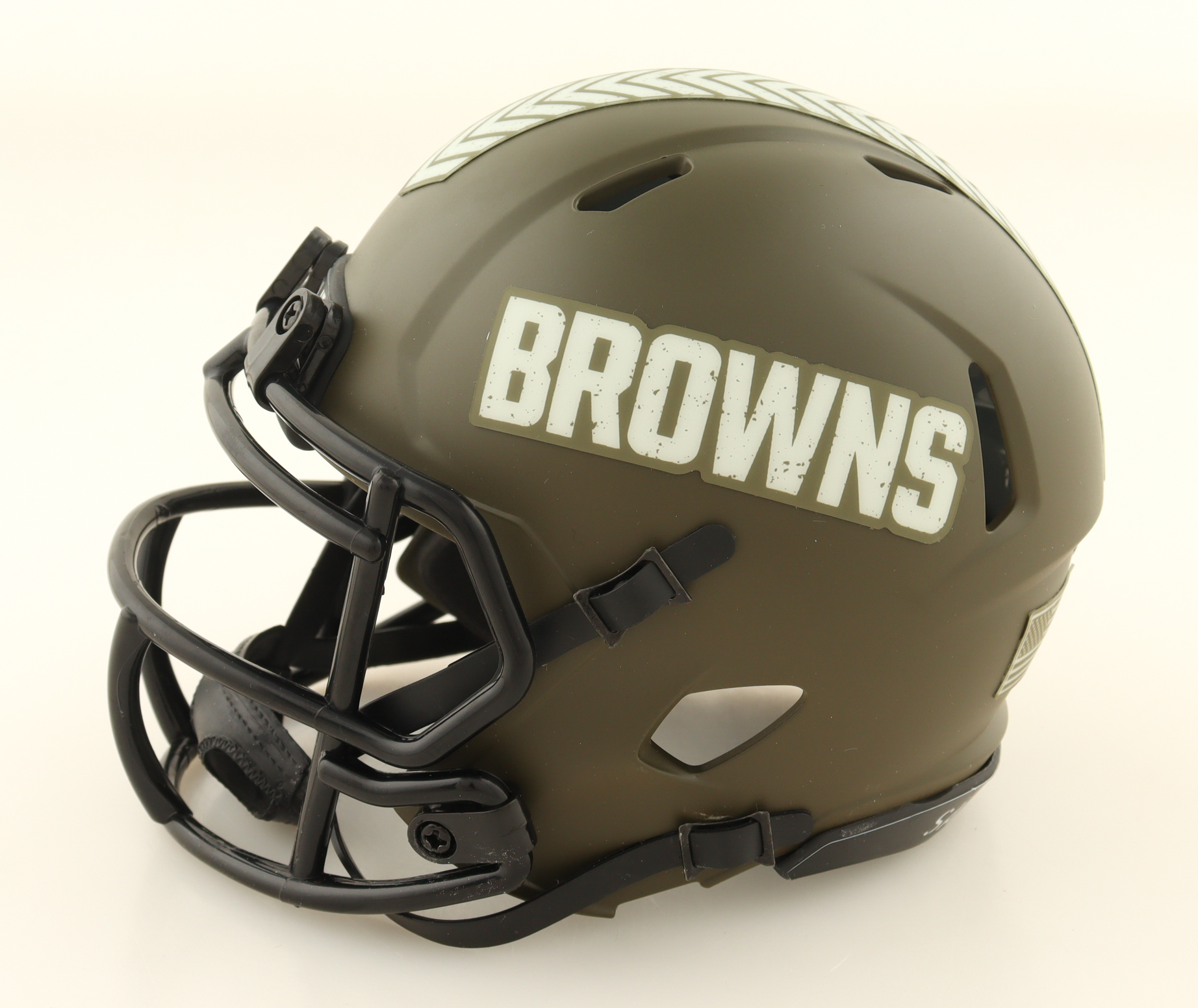 Braylon Edwards Signed Browns Salute To Service Alternate Speed Mini Helmet (JSA) at PristineAuction.com Braylon Edwards Signed Browns Salute To Service Alternate Speed Mini Helmet (JSA) at PristineAuction.com