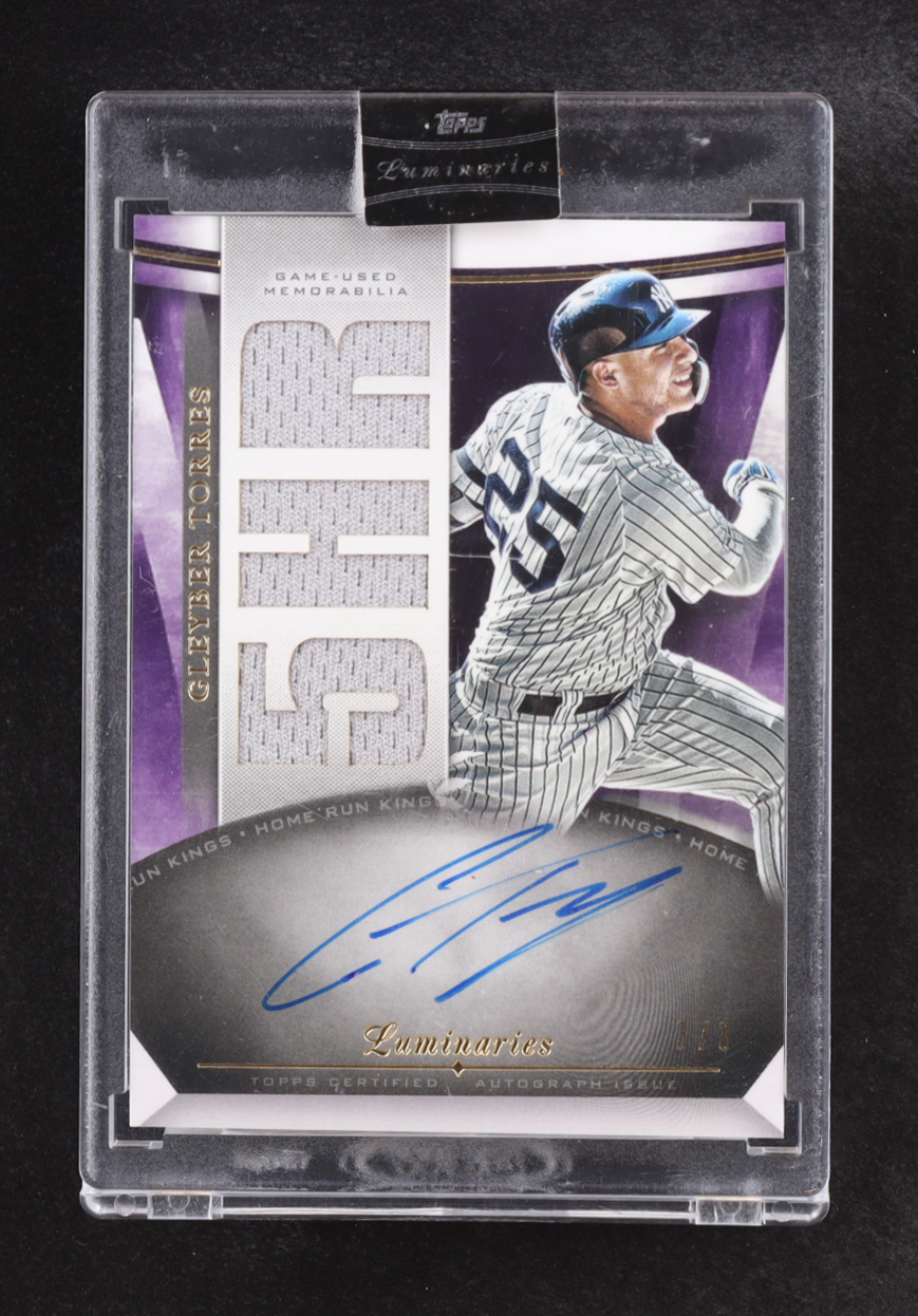 Gleyber Torres 2021 Topps Luminaries Relic Home Run Kings Autographs #HRKAR-GT #3/3 at PristineAuction.com Gleyber Torres 2021 Topps Luminaries Relic Home Run Kings Autographs #HRKAR-GT #3/3 at PristineAuction.com