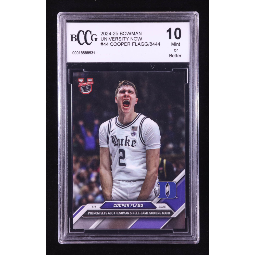 Cooper Flagg 2024-25 Bowman University Now #44 RC (BCCG 10) at PristineAuction.com
