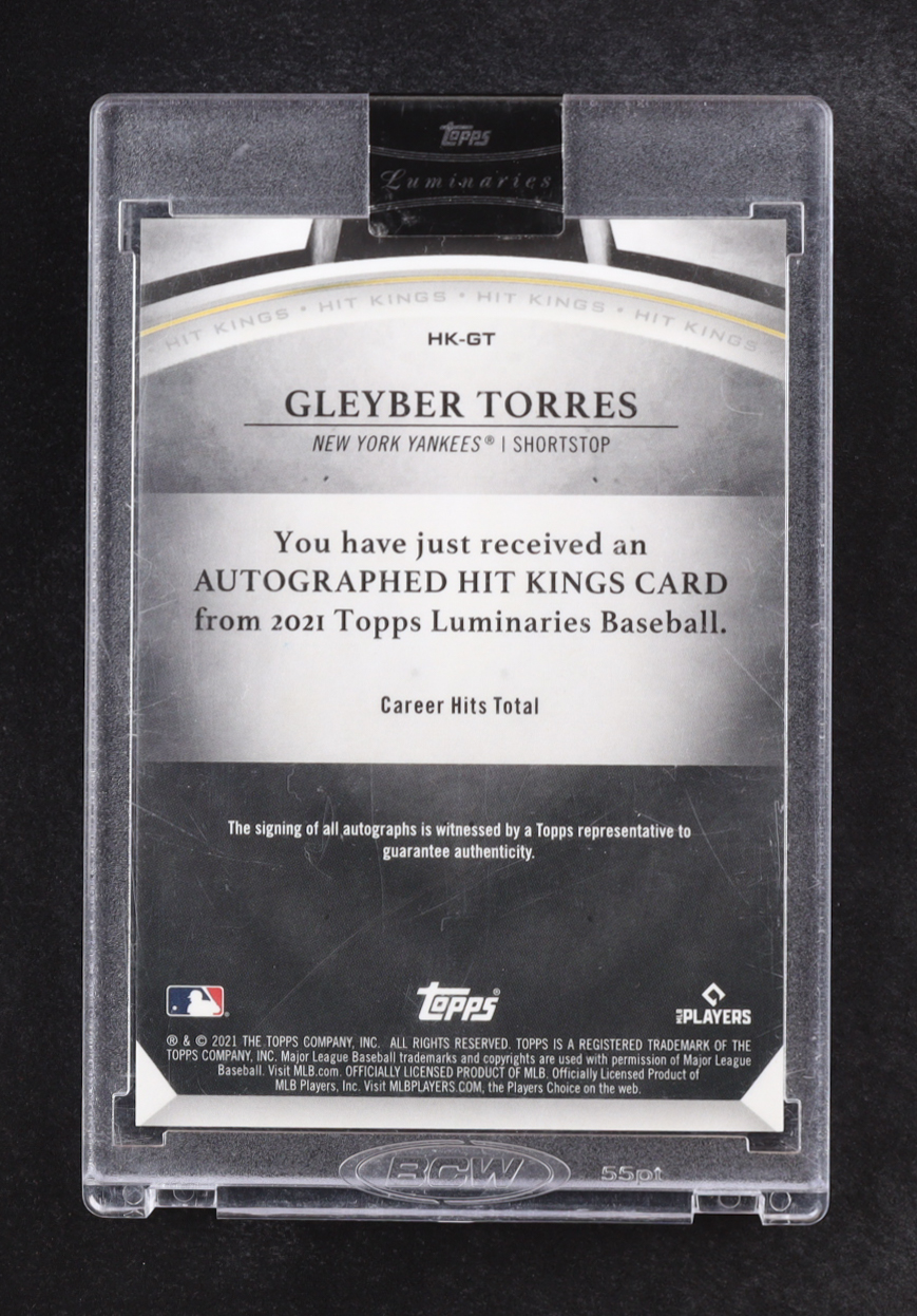 Gleyber Torres 2021 Topps Luminaries Relic Hit Kings Autographs #HK-GT #14/15 at PristineAuction.com Gleyber Torres 2021 Topps Luminaries Relic Hit Kings Autographs #HK-GT #14/15 at PristineAuction.com