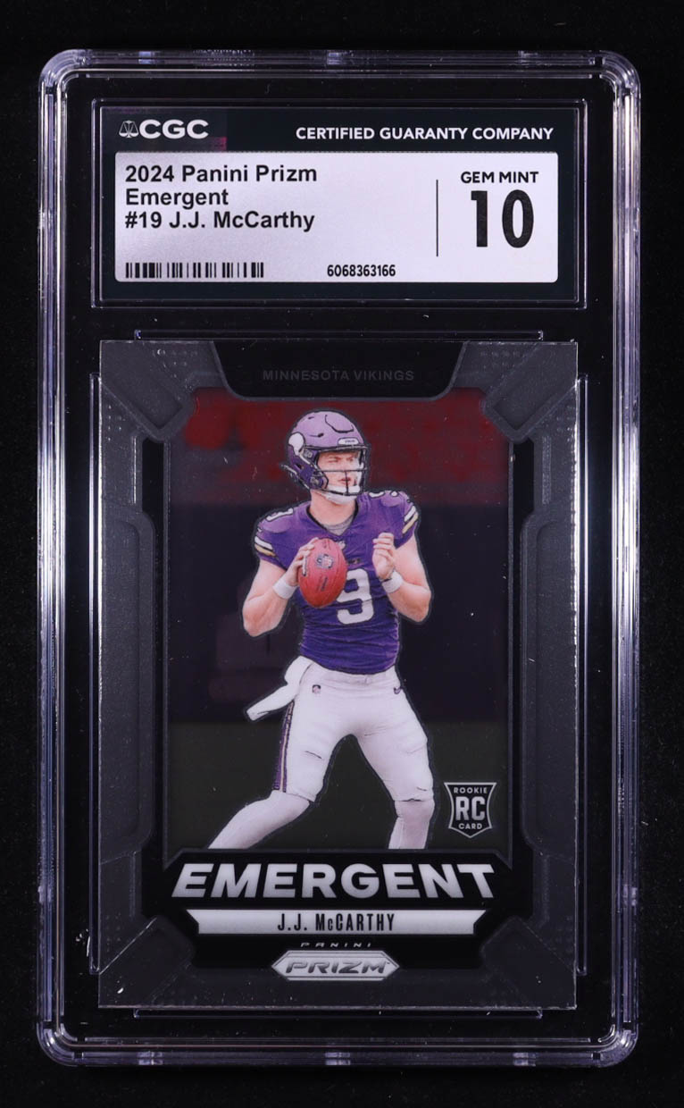 JJ McCarthy 2024 Panini Prizm Emergent #19 RC (CGC 10) at PristineAuction.com JJ McCarthy 2024 Panini Prizm Emergent #19 RC (CGC 10) at PristineAuction.com