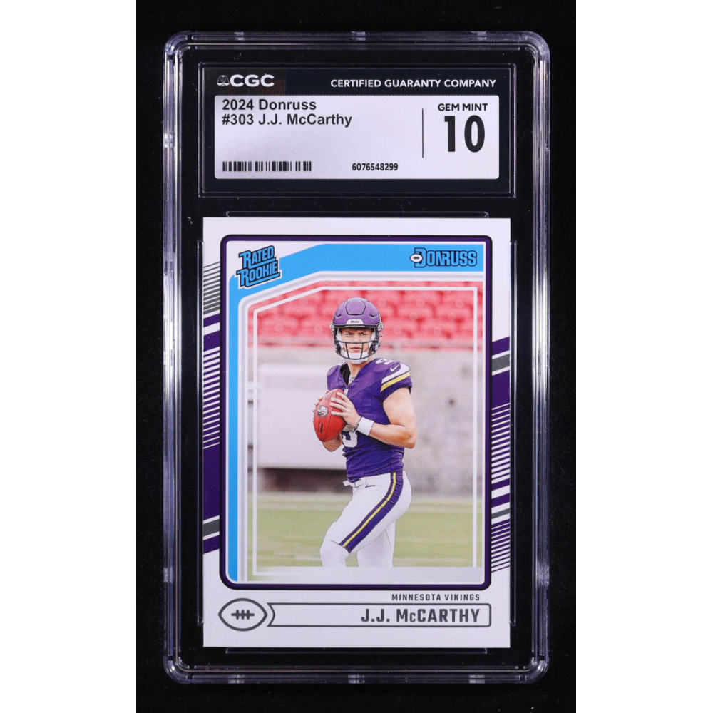 J.J. McCarthy 2024 Donruss #303 RR RC (CGC 10) at PristineAuction.com