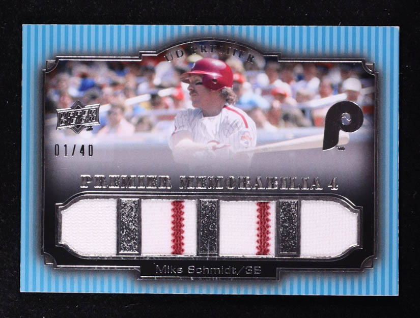 Mike Schmidt 2008 Upper Deck Premier Memorabilia Quad #MS #01/40 at PristineAuction.com Mike Schmidt 2008 Upper Deck Premier Memorabilia Quad #MS #01/40 at PristineAuction.com