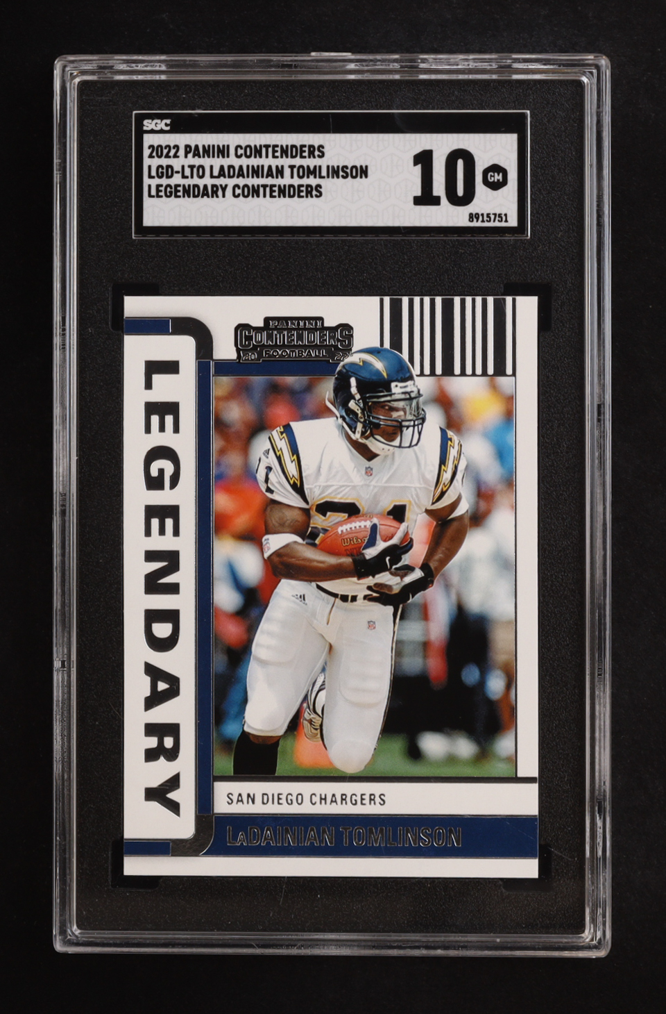 LaDainian Tomlinson 2022 Panini Contenders Legendary #LGD-LTO (SGC 10) at PristineAuction.com LaDainian Tomlinson 2022 Panini Contenders Legendary #LGD-LTO (SGC 10) at PristineAuction.com